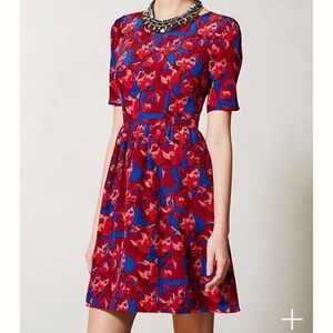 Peter Som Made in Kind 100% silk cat print dress Anthropologie Size 4 Petite